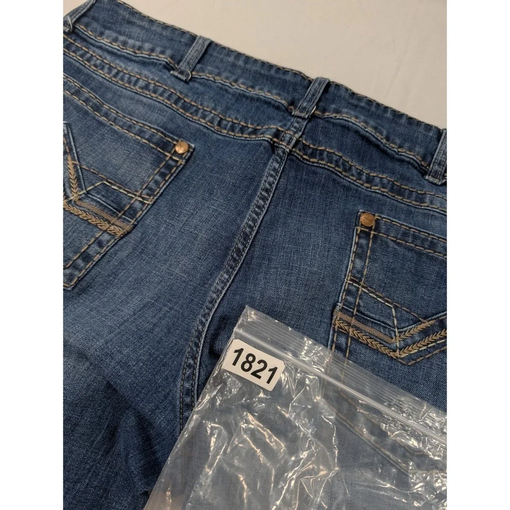 Wrangler Rock 47 Jeans Mens 38x30‎ Thick Stitch Heavy Blue Slim Straight Denim